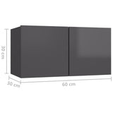 NNEVL Hanging TV Cabinets 2 pcs High Gloss Grey 60x30x30 cm