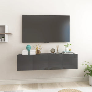 NNEVL Hanging TV Cabinets 2 pcs High Gloss Grey 60x30x30 cm