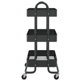 NNEVL 3-Tier Trolley Black 43x34x79 cm Steel