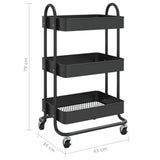 NNEVL 3-Tier Trolley Black 43x34x79 cm Steel