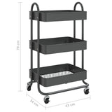 NNEVL 3-Tier Trolley Anthracite 43x34x79 cm Steel