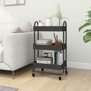 NNEVL 3-Tier Trolley Anthracite 43x34x79 cm Steel