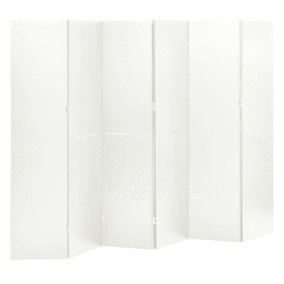 NNEVL 6-Panel Room Divider White 240x180 cm Steel