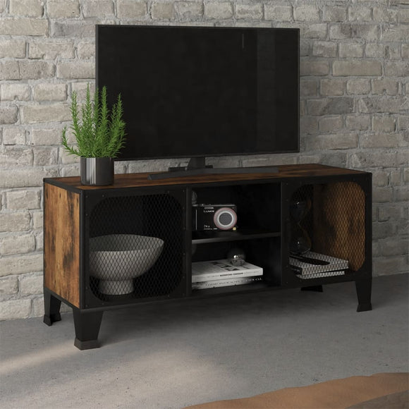 NNEVL TV Cabinet Rustic Brown 105x36x47 cm Metal and MDF