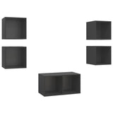 NNEVL 5 Piece TV Cabinet Set Grey Chipboard