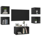 NNEVL 5 Piece TV Cabinet Set Grey Chipboard