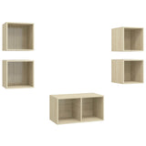 NNEVL 5 Piece TV Cabinet Set Sonoma Oak Chipboard