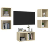 NNEVL 5 Piece TV Cabinet Set Sonoma Oak Chipboard