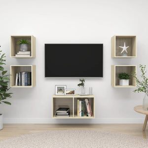 NNEVL 5 Piece TV Cabinet Set Sonoma Oak Chipboard