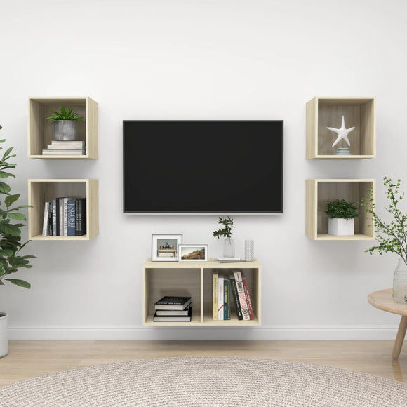 NNEVL 5 Piece TV Cabinet Set Sonoma Oak Chipboard