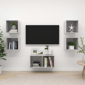 NNEVL 5 Piece TV Cabinet Set Concrete Grey Chipboard