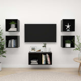 NNEVL 5 Piece TV Cabinet Set High Gloss Black Chipboard