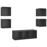 NNEVL 5 Piece TV Cabinet Set Grey Chipboard