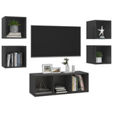 NNEVL 5 Piece TV Cabinet Set Grey Chipboard