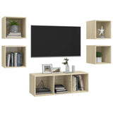 NNEVL 5 Piece TV Cabinet Set Sonoma Oak Chipboard