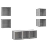 NNEVL 5 Piece TV Cabinet Set Concrete Grey Chipboard