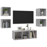 NNEVL 5 Piece TV Cabinet Set Concrete Grey Chipboard
