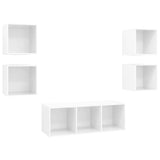 NNEVL 5 Piece TV Cabinet Set High Gloss White Chipboard