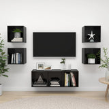 NNEVL 5 Piece TV Cabinet Set High Gloss Black Chipboard