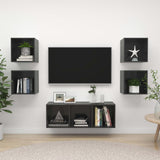 NNEVL 5 Piece TV Cabinet Set High Gloss Grey Engineered Wood
