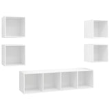 NNEVL 5 Piece TV Cabinet Set White Chipboard