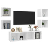 NNEVL 5 Piece TV Cabinet Set White Chipboard