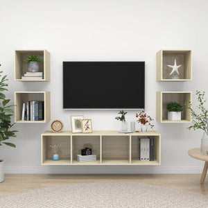 NNEVL 5 Piece TV Cabinet Set Sonoma Oak Chipboard