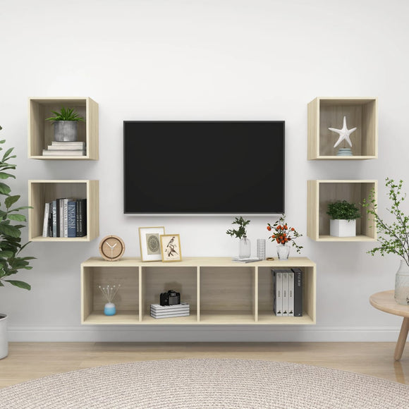 NNEVL 5 Piece TV Cabinet Set Sonoma Oak Chipboard