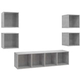 NNEVL 5 Piece TV Cabinet Set Concrete Grey Chipboard