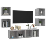 NNEVL 5 Piece TV Cabinet Set Concrete Grey Chipboard