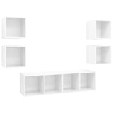NNEVL 5 Piece TV Cabinet Set High Gloss White Chipboard