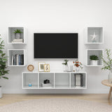 NNEVL 5 Piece TV Cabinet Set High Gloss White Chipboard