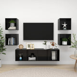 NNEVL 5 Piece TV Cabinet Set High Gloss Black Chipboard