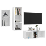 NNEVL 3 Piece TV Cabinet Set White Chipboard