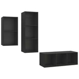 NNEVL 3 Piece TV Cabinet Set Black Chipboard