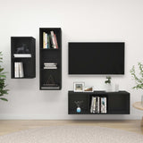 NNEVL 3 Piece TV Cabinet Set Black Chipboard