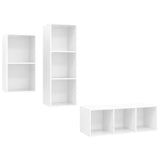 NNEVL 3 Piece TV Cabinet Set High Gloss White Chipboard
