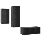 NNEVL 3 Piece TV Cabinet Set High Gloss Black Chipboard