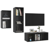 NNEVL 3 Piece TV Cabinet Set High Gloss Black Chipboard