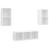 NNEVL 3 Piece TV Cabinet Set White Chipboard