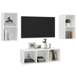 NNEVL 3 Piece TV Cabinet Set White Chipboard