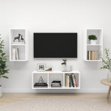 NNEVL 3 Piece TV Cabinet Set White Chipboard