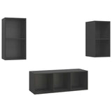 NNEVL 3 Piece TV Cabinet Set Grey Chipboard