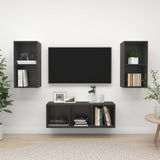 NNEVL 3 Piece TV Cabinet Set Grey Chipboard