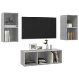 NNEVL 3 Piece TV Cabinet Set Concrete Grey Chipboard