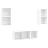 NNEVL 3 Piece TV Cabinet Set High Gloss White Chipboard