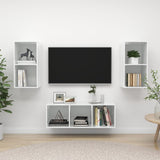 NNEVL 3 Piece TV Cabinet Set High Gloss White Chipboard