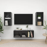 NNEVL 3 Piece TV Cabinet Set High Gloss Grey Chipboard