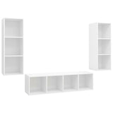NNEVL 3 Piece TV Cabinet Set White Chipboard