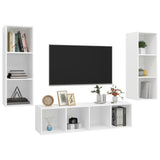 NNEVL 3 Piece TV Cabinet Set White Chipboard
